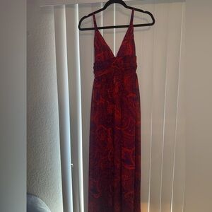 Red and Blue Halter Maxi Dress